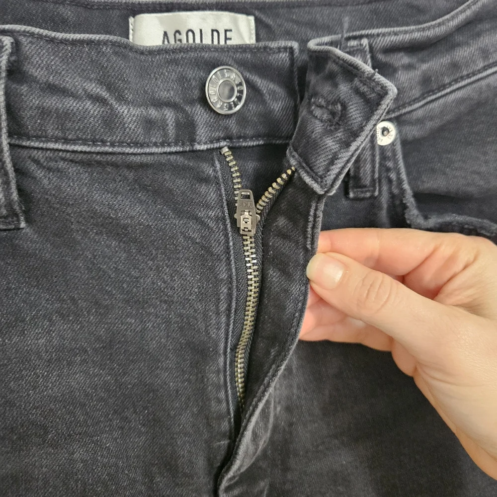 AGOLDE Pinch Waist High Rise Sz 29 Cropped Leg Black Stretch - Picture 6 of 9